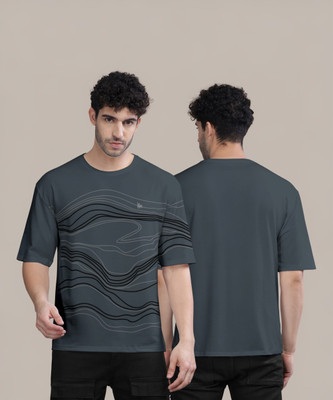 Bullmer Printed, Typography Men Round Neck Grey T-Shirt