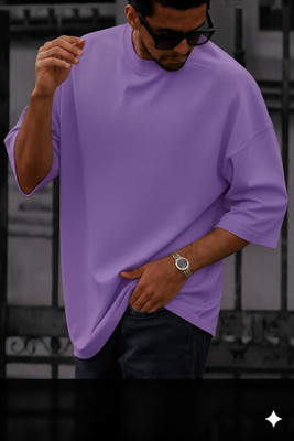 Shakuntla Fashion Solid Men Round Neck Purple T-Shirt