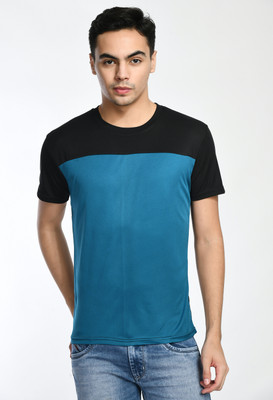 Dam Solid Men Round Neck Black, Blue T-Shirt