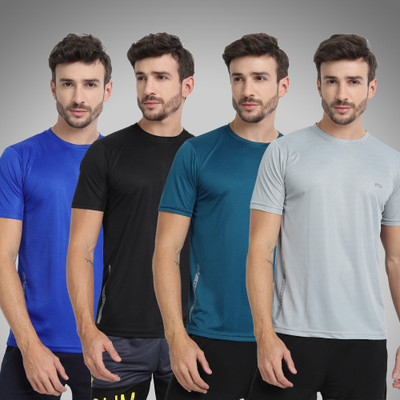 FTX Solid Men Round Neck Multicolor T-Shirt