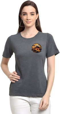 SZN Graphic Print Women Round Neck Grey T-Shirt