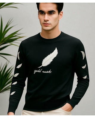 TrendShaper Printed Men Round Neck Black T-Shirt