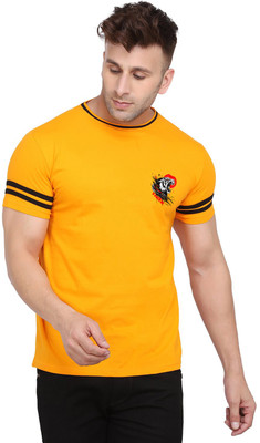 BEYOU FASHION Solid Men Round Neck Yellow T-Shirt