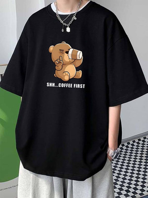 Cool Plus Printed Men Round Neck Black T-Shirt
