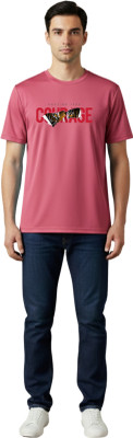 dolve Solid Men Round Neck Pink T-Shirt