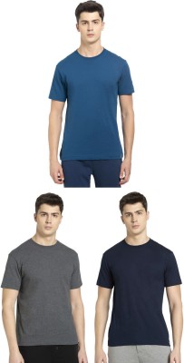 JOCKEY Solid Men Round Neck Grey, Dark Blue, Blue T-Shirt