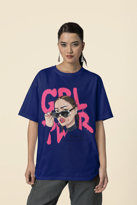 Vibyvibes Solid Women Round Neck Blue T-Shirt