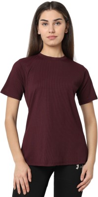 Smarty Pants Solid Women Round Neck Maroon T-Shirt