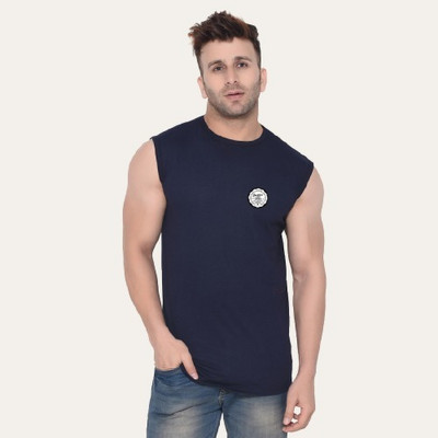 Girdhar Printed Men Round Neck Dark Blue T-Shirt