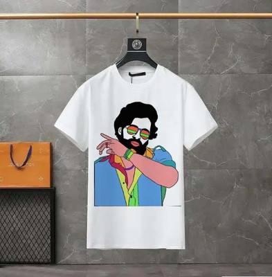 V DAS Printed Men Round Neck White T-Shirt