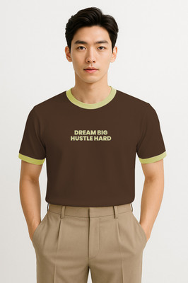 CULISH Typography Men Round Neck Brown T-Shirt