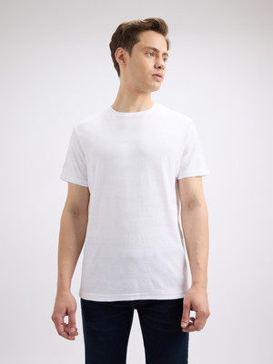 Pepe Jeans Self Design Men Crew Neck White T-Shirt