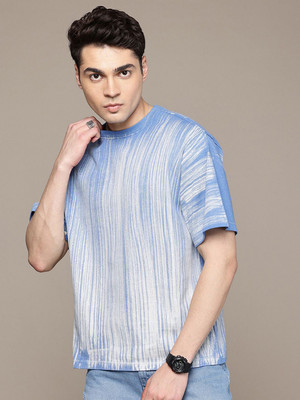 R.Code by The Roadster Life Co. Tie & Dye Men Round Neck Blue T-Shirt