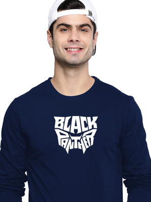 London Crew Typography Men Round Neck Navy Blue T-Shirt
