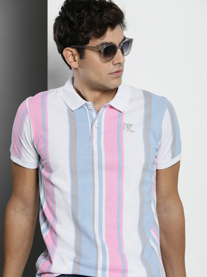 The Indian Garage Co. Striped Men Polo Neck Multicolor T-Shirt