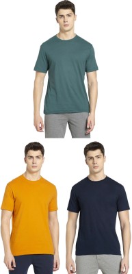 JOCKEY Solid Men Round Neck Yellow, Dark Blue, Green T-Shirt