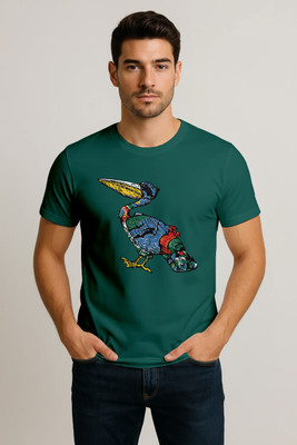 Swaydem Printed, Graphic Print Men Round Neck Reversible Dark Green T-Shirt