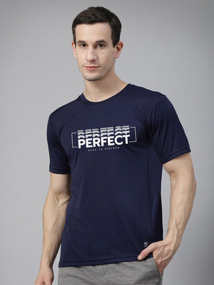 HRX by Hrithik Roshan Printed Men Round Neck Navy Blue T-Shirt