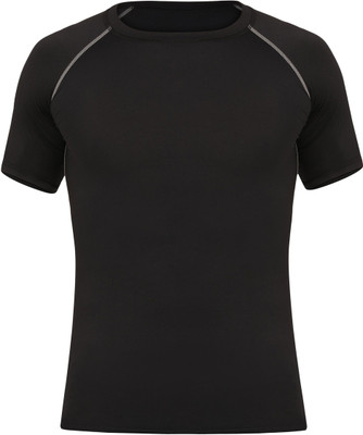 NINQ Solid Men Round Neck Black T-Shirt