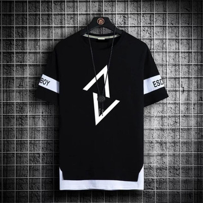 KASPY Printed Men Round Neck Black T-Shirt