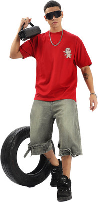BDSQUARE Printed Men Round Neck Red T-Shirt