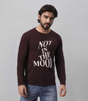 BE POSITIVE Printed Men Round Neck Purple T-Shirt