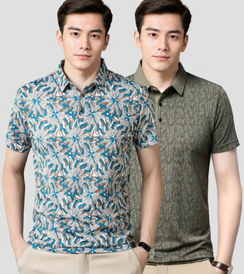 Belive in Yourself Printed Men Polo Neck Multicolor T-Shirt