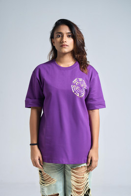 VEYRE Graphic Print Women Round Neck Purple T-Shirt