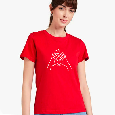 Nilan Tees Wear Graphic Print Women Round Neck Red T-Shirt
