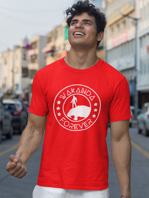MobileYug Printed Men Round Neck Red T-Shirt