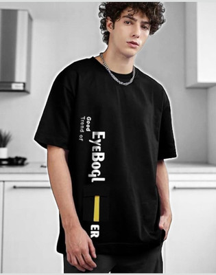 Autna Printed Men Round Neck Black T-Shirt