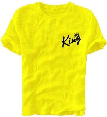 Dineshfeshion Printed Men Round Neck Yellow T-Shirt