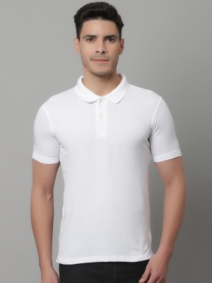 CANTABIL Solid Men Polo Neck White T-Shirt