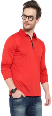 Jangoboy Solid Men Polo Neck Red T-Shirt