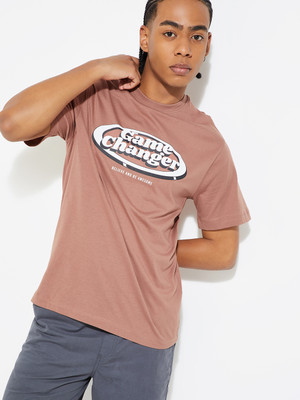 MAX Solid Men Round Neck Pink T-Shirt