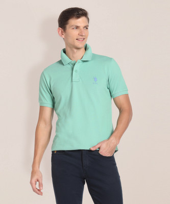 U.S. POLO ASSN. Solid Men Polo Neck Green T-Shirt