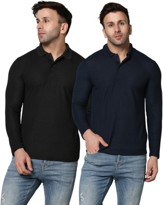INKKR Solid Men Polo Neck Multicolor T-Shirt