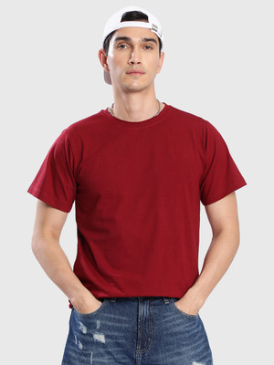 Bene Kleed Solid Men Round Neck Red T-Shirt