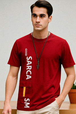 FASHIUM Printed Men Round Neck Red T-Shirt