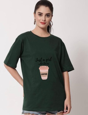 PP PRODUCTIONS Printed Women Round Neck Green T-Shirt