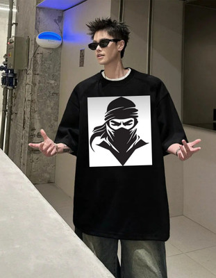 TowLine Graphic Print Men Round Neck Black T-Shirt