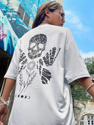METRONAUT Printed Women Round Neck Grey T-Shirt