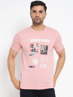 DUKE Printed Men Round Neck Pink T-Shirt