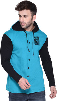 tfurnish Solid Men Hooded Neck Black, Light Green T-Shirt