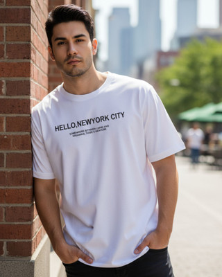 BRIGHTKRAFTS Printed Men Round Neck White T-Shirt