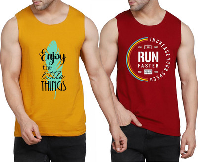 WOOSTRO Printed Men Round Neck Yellow, White, Maroon T-Shirt