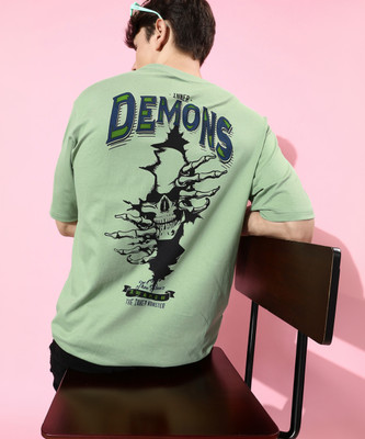 DIFFERENCE OF OPINION Graphic Print, Typography Men Round Neck Green T-Shirt