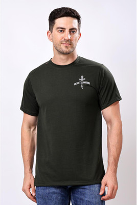 WEEVZ Printed Men Round Neck Dark Green T-Shirt