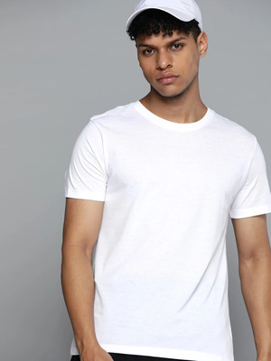 OrrganicChics Solid Men Round Neck White T-Shirt