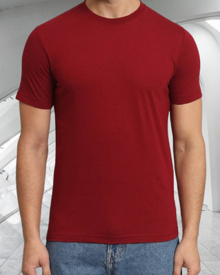 ZEBULUN Solid Men Round Neck Red T-Shirt